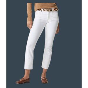 J. Crew 2024 Flare crop white jean in signature stretch fray hem women’s 28